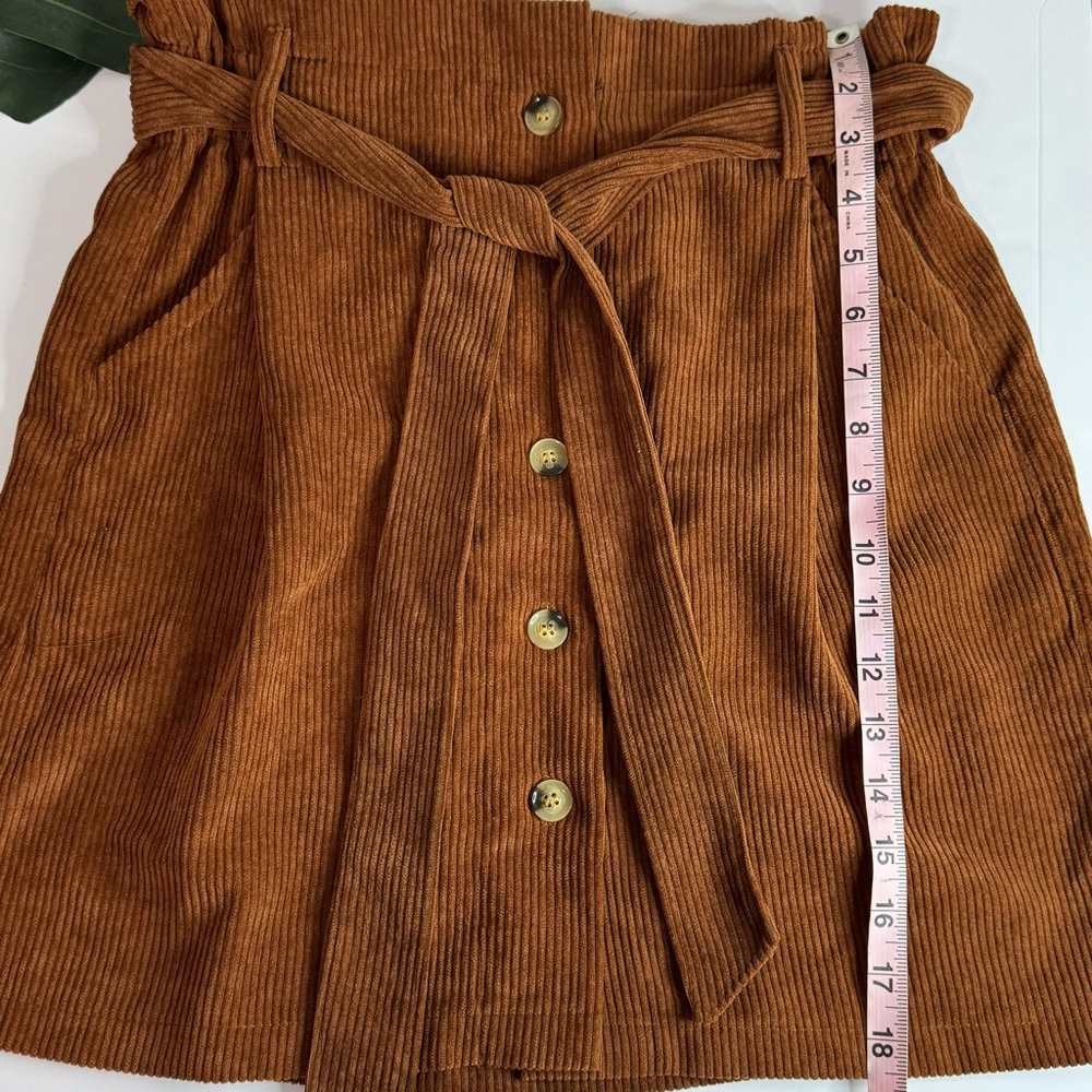 Elegant Tan Corduroy Mini Skirt with Button Detail